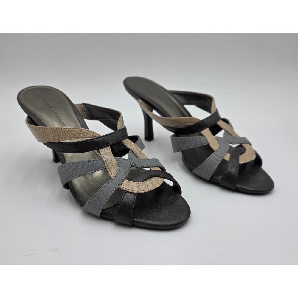 Predictions Women's Multi Color Strappy Heeled Mules Sandals Size 6.5 W